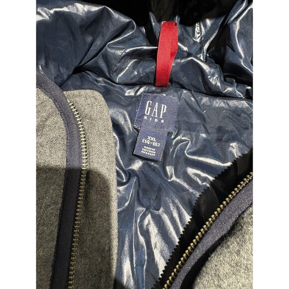 Gap Kids Wool Blend Gray Hooded Puffer Vest Size XXL 14-16 - Picture 5 of 7